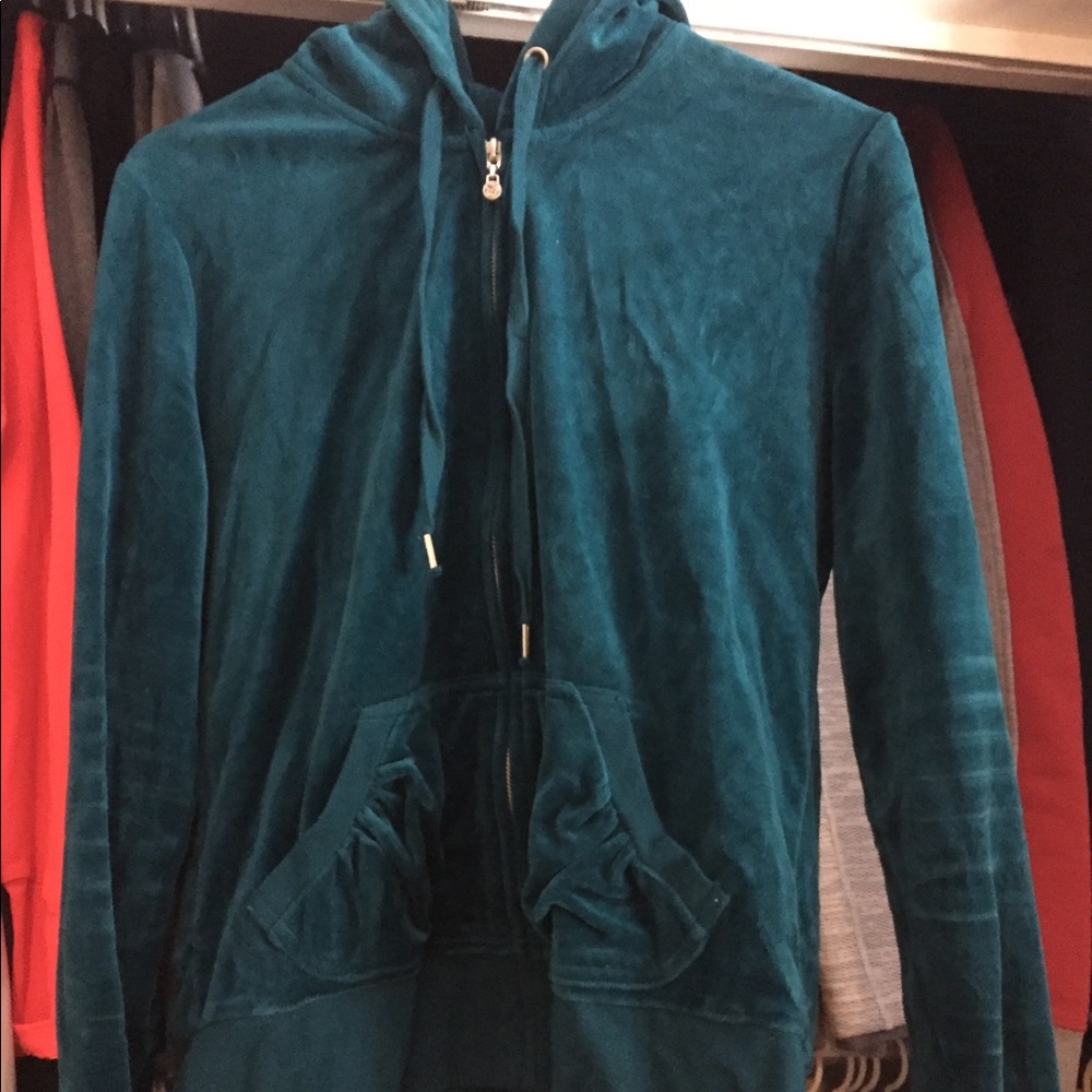 Express velour hoodie teal size Large